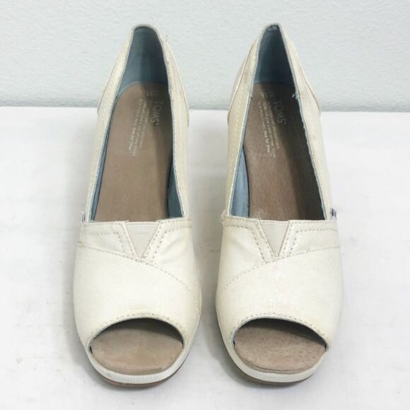 Toms Ivory Grosgrain Wedge Wedding Collection Size 11 - Picture 5 of 11